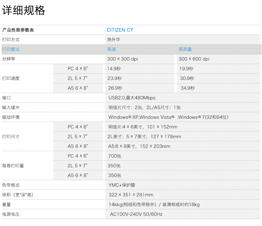 西鐵城CITIZEN CY 照片打印機(jī)